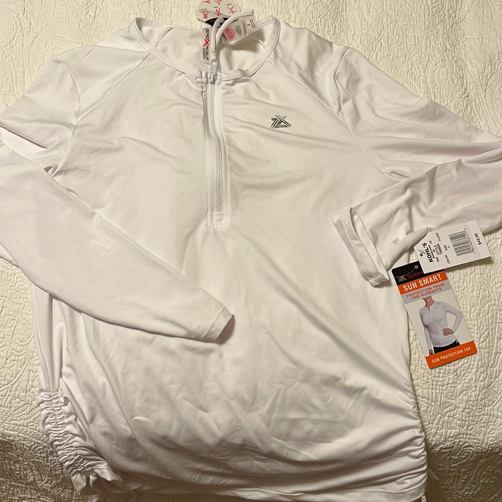 NWT rashguard Zeroxposur large l white lightweight zip